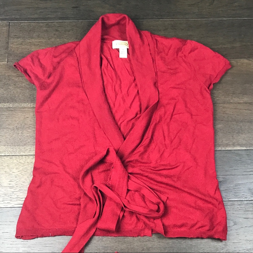 Talbots Red Wrap short sleeve blouse